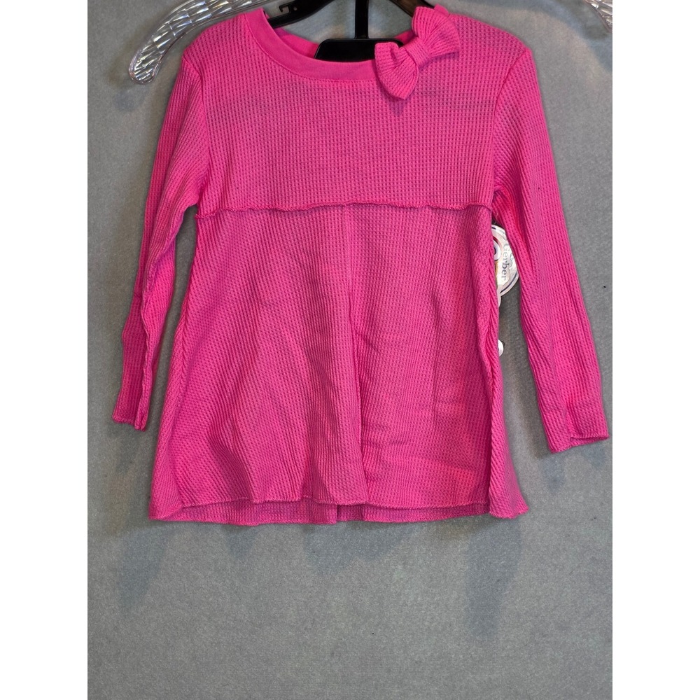 Gerber Graduates Girls 3T Hot Pink Waffle Knit Therma Top Bow Ruffle AP202059FMY